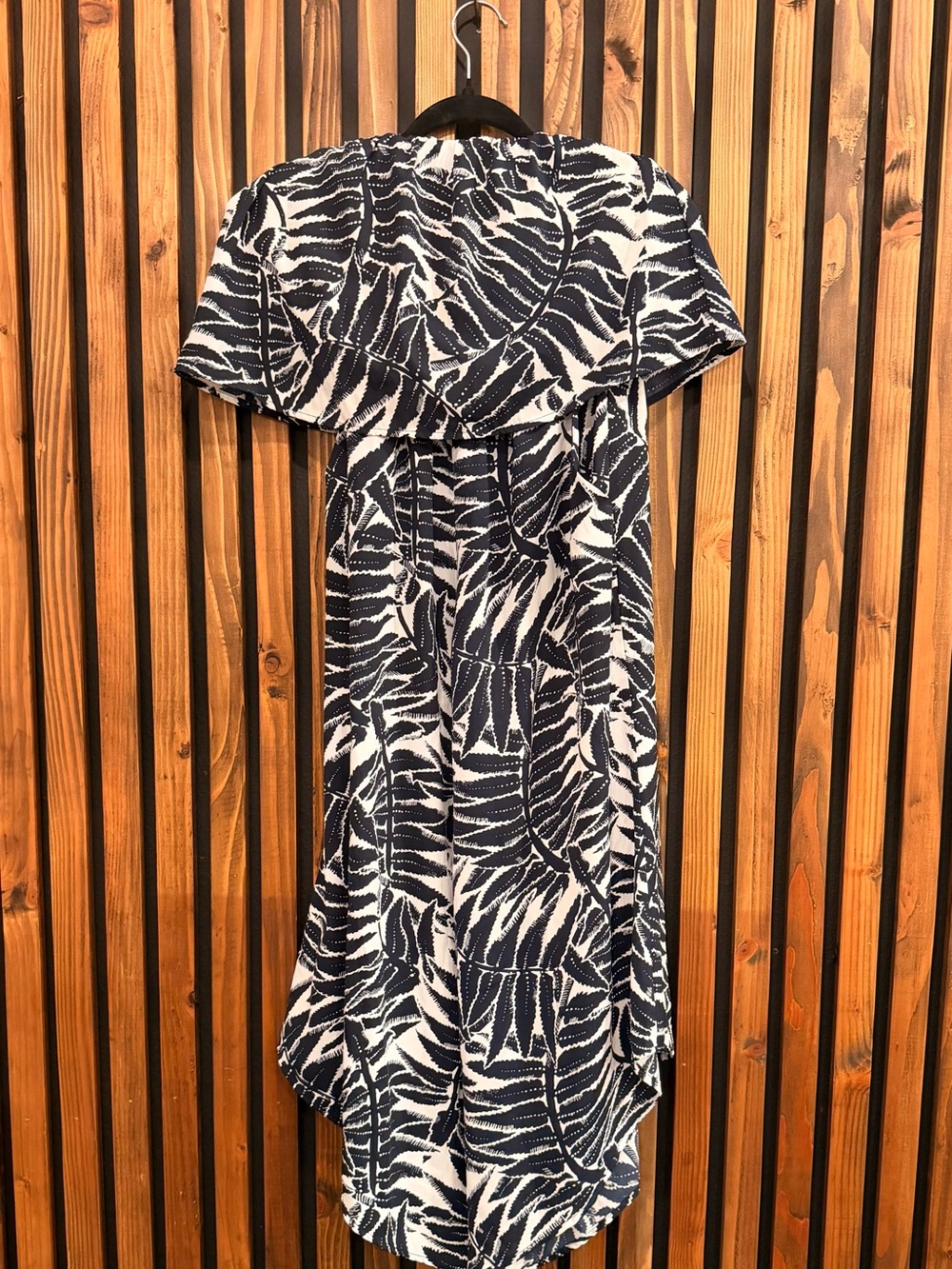 Navy & White Leaf Print Romper